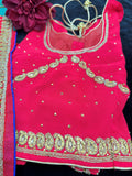 Red Georgette Saree with heavy Embroidery and Stitched Blouse