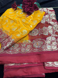 Yellow Bandani Chiffon Saree with Stitched Blouse