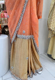 Coral georgette Saree with Sequin Work and heavy Beadwork