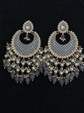 Roza Meenakari Chandbali Earring  Grey