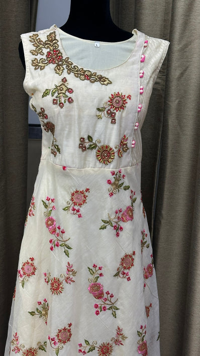 Party wear Anarkali Suit in Off White  Color