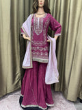 Party wear Sharara suit in Mauve Color --PSH1023