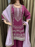 Party wear Sharara suit in Mauve Color --PSH1023