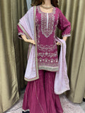 Party wear Sharara suit in Mauve Color --PSH1023