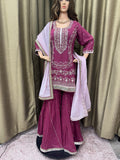 Party wear Sharara suit in Mauve Color --PSH1023