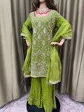 Party wear Sharara suit in Parrot Green Color --PSH1021G