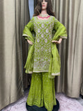 Party wear Sharara suit in Parrot Green Color --PSH1021G