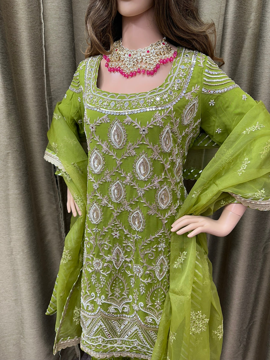 Party wear Sharara suit in Parrot Green Color --PSH1021G The Ritzi Collections Party wear Sharara suit in Parrot Green Color --PSH1021G The Ritzi Collections