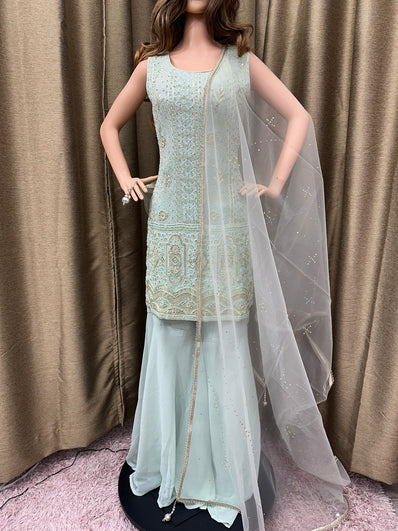 Party wear Sharara suit in Sea Green Color --PSH1024