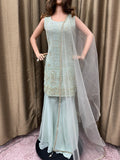 Party wear Sharara suit in Sea Green Color --PSH1024