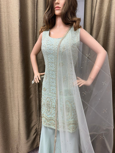 Party wear Sharara suit in Sea Green Color --PSH1024
