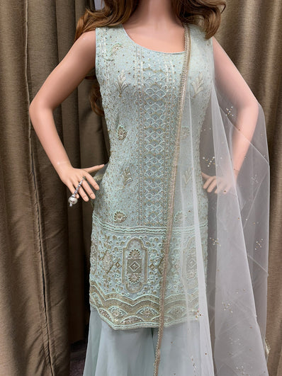 Party wear Sharara suit in Sea Green Color --PSH1024