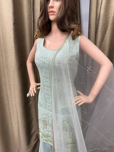 Party wear Sharara suit in Sea Green Color --PSH1024