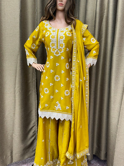 Party wear Sharara suit Yellow  --PSH1025Y