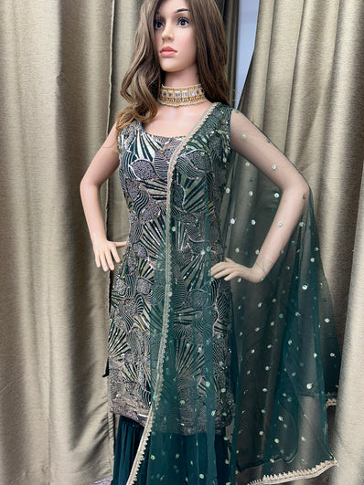 Party wear Sharara suit Green  --PSH1027G