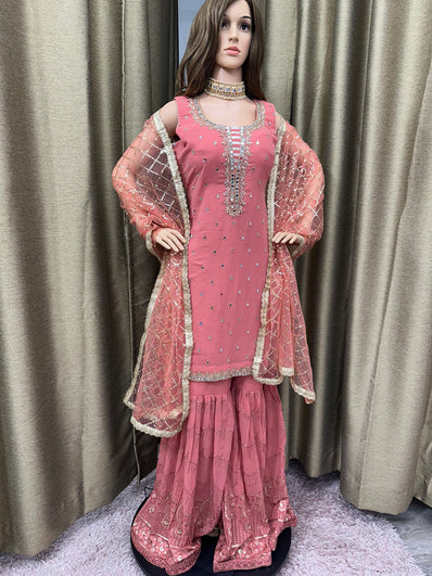 Party wear Sharara suit Salmon  --PSH1028S