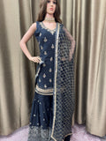 Party wear Sharara suit Dark Grey  --PSH1029DG