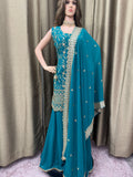 Party wear Sharara suit Teal  --PSH1030T