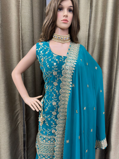 Party wear Sharara suit Teal  --PSH1030T