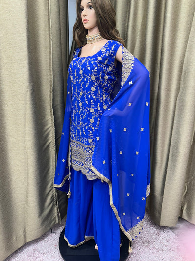 Party wear Sharara suit Royal Blue  --PSH1030B