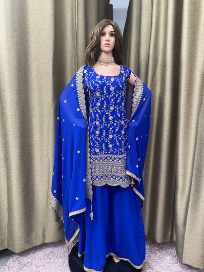 Party wear Sharara suit Royal Blue  --PSH1030B