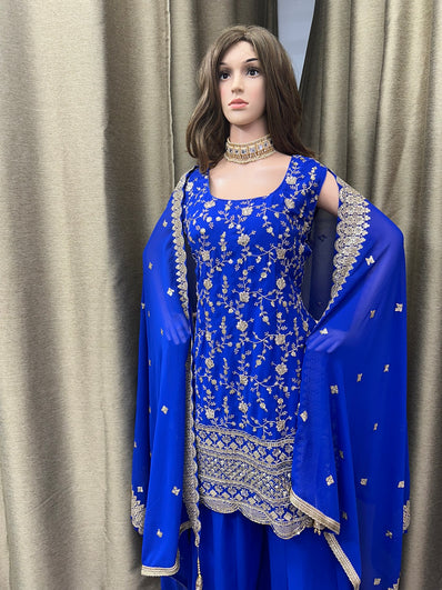 Party wear Sharara suit Royal Blue  --PSH1030B