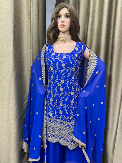 Party wear Sharara suit Royal Blue  --PSH1030B
