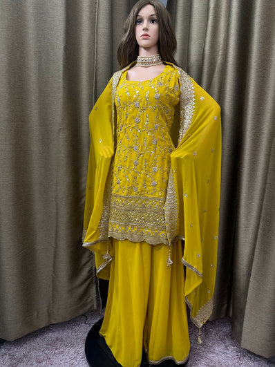 Party wear Sharara suit Yellow  --PSH1030Y