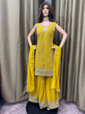 Party wear Sharara suit Yellow  --PSH1031Y