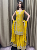 Party wear Sharara suit Yellow  --PSH1031Y