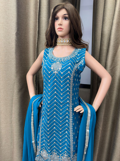 Party wear Sharara suit Blue  --PSH1031B