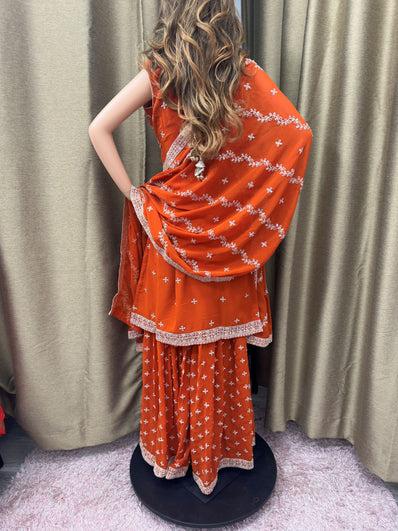 Party wear Sharara suit Rust Orange  --PSH1032O