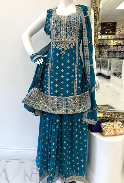 Party wear Sharara suit Blue  --PSH1032B