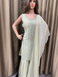 Party wear Sharara suit Light Green --PSH1034G