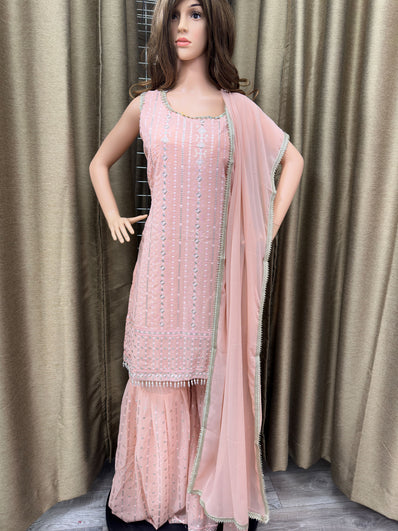 Party wear Sharara suit Peach--PSH1034PCH