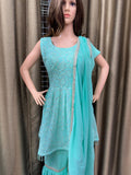 Party wear Sharara suit Aqua Green-PSH1035G