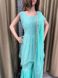 Party wear Sharara suit Aqua Green-PSH1035G