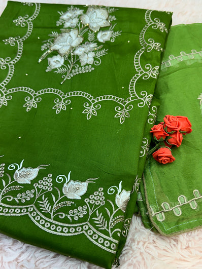 Unstitched Suit Material- 504GR - Green