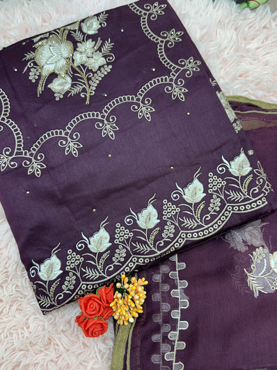 Unstitched Suit Material- 504P - Purple