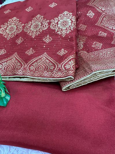 Unstitched Suit Material- 509R - Red