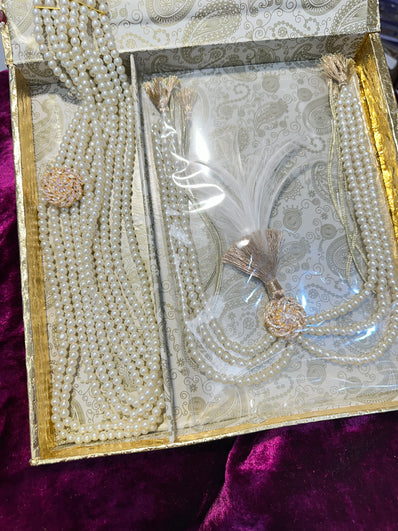 Royal Groom Kalgi & Multi-Layer Pearl Haar Set | Indian Wedding Safa & Sherwani Accessory Design 2