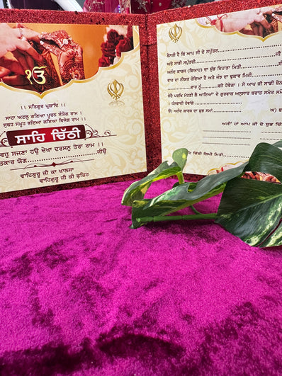 Luxury Sahe Chithi – Elegant Punjabi Wedding Invitation with Glitter Finish & Traditional Touch Design 2