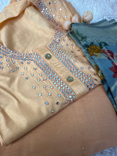 Semi Stitched Suit Material- 424 Peach