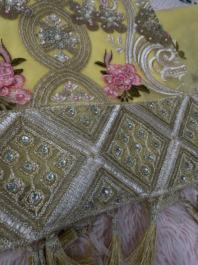 Unstitched Suit Material- 348 yellow