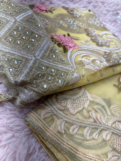 Unstitched Suit Material- 348 yellow