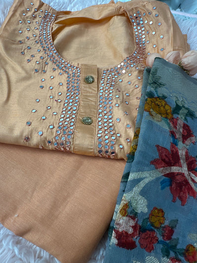 Semi Stitched Suit Material- 424 Peach