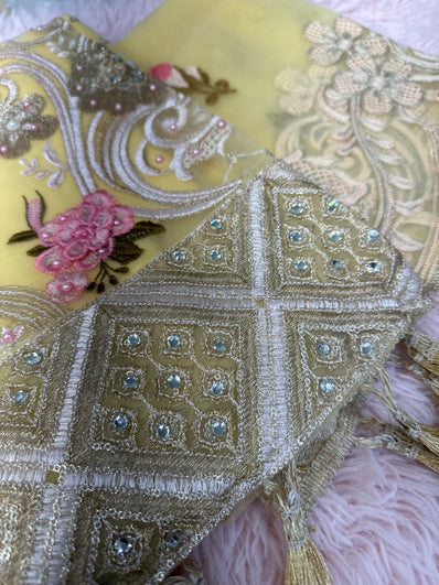 Unstitched Suit Material- 348 yellow