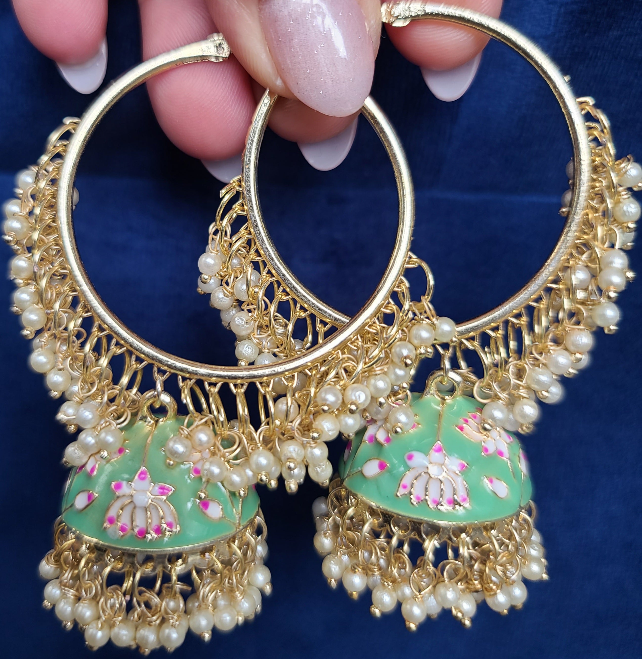 Kundan Earring with Green drops – NAMASYA
