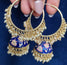 Bliss Meenakari-Pearl Enameled jhumka Earrings with Bali-Blue