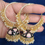 Bliss Meenakari-Pearl Enameled jhumka Earrings with Bali-Black